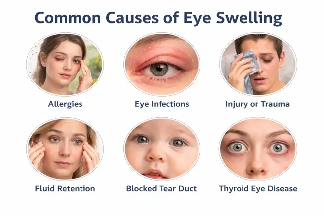 Common causes of eye swelling
