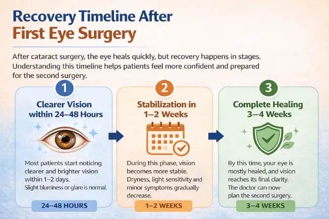 Recovery timeline after first eye surgery