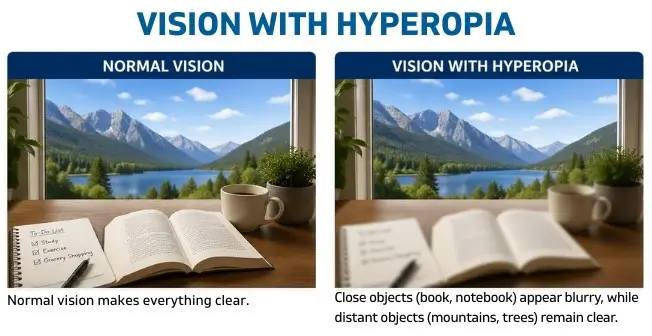 Vision With Hyperopia Or Farsightedness