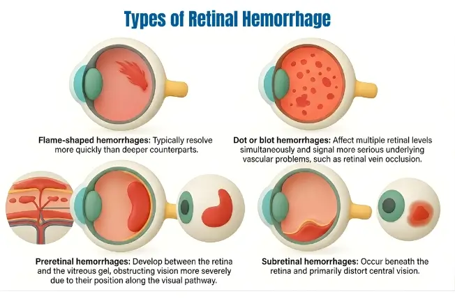 Types of retinal hemorrhage