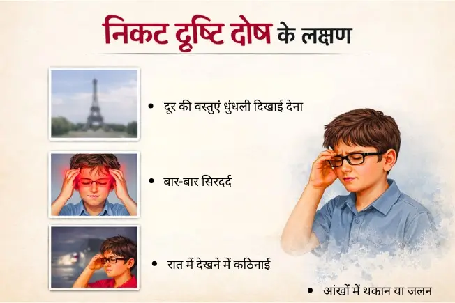 निकट दृष्टि दोष के लक्षण