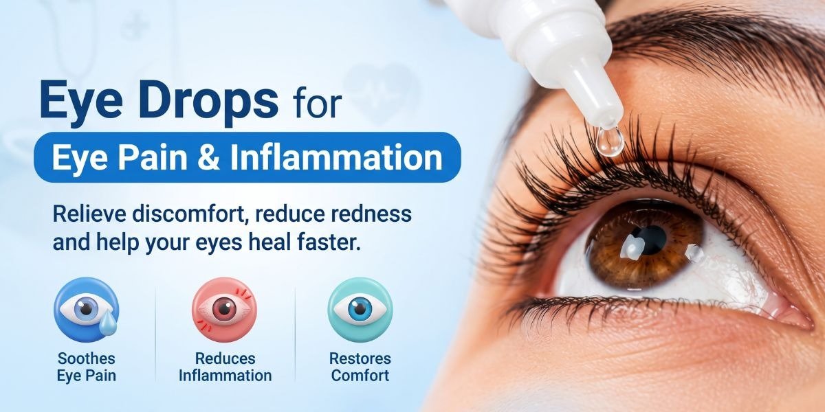 Various types of eye drop bottles used for eye pain and inflammation