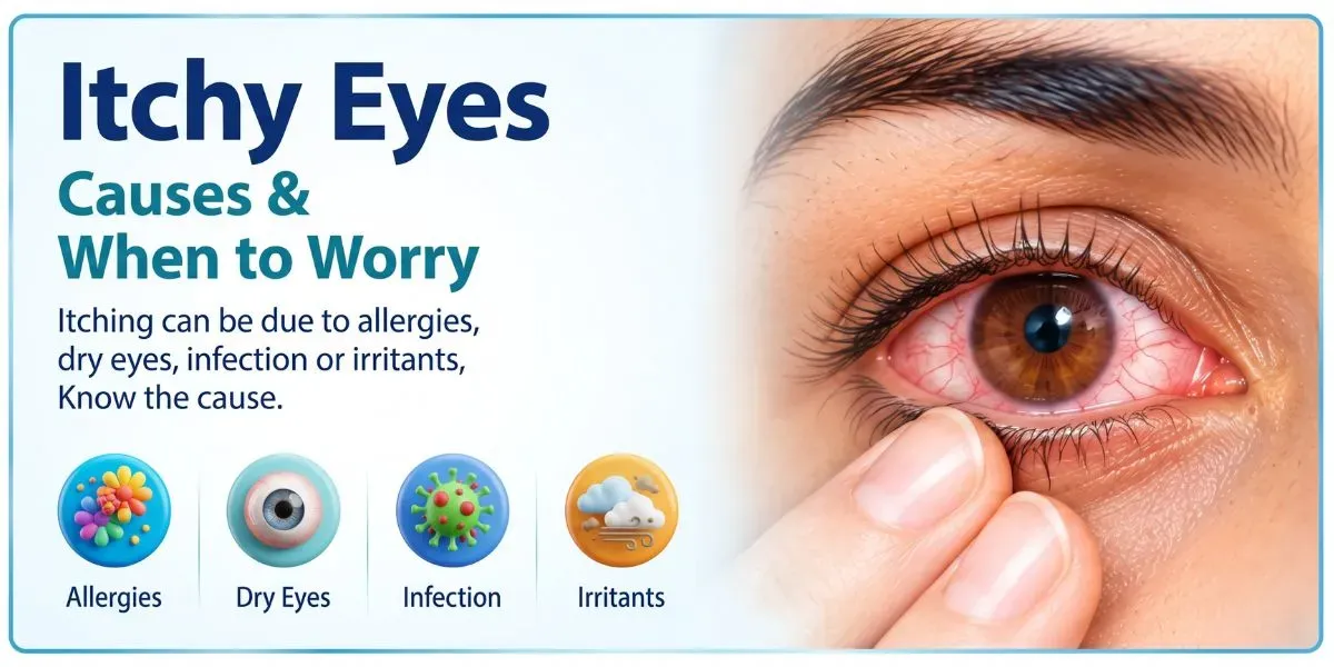 Person with itchy, irritated eyes rubbing them