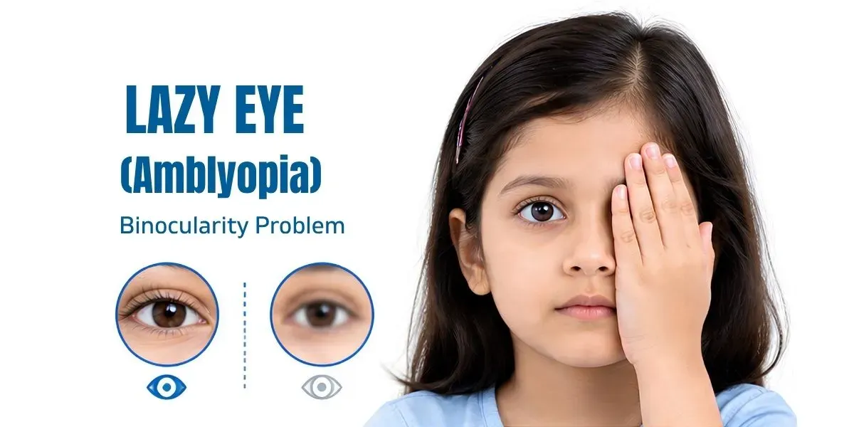 Child undergoing lazy eye (amblyopia) treatment with an eye patch