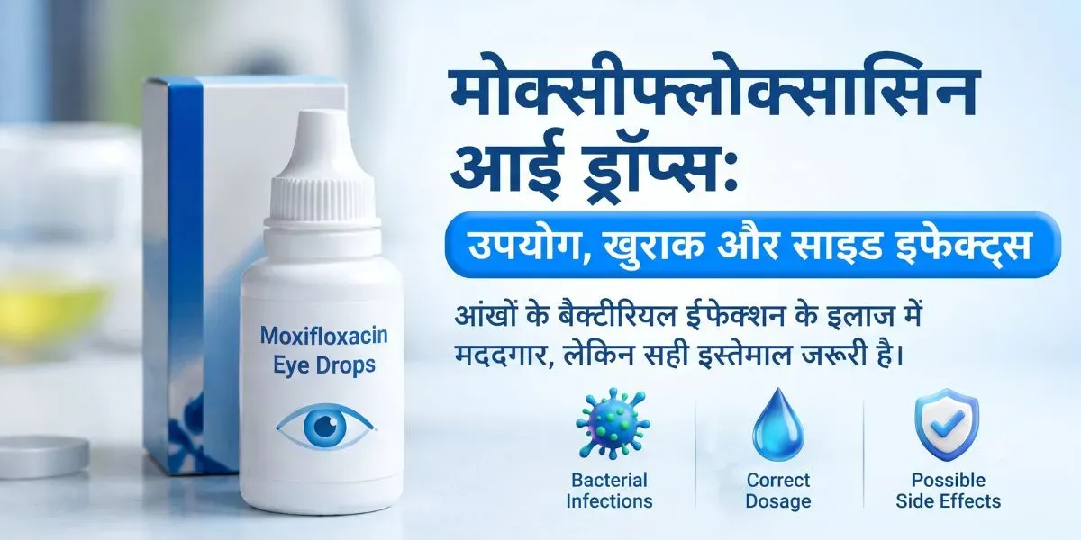 मोक्सीफ्लोक्सासिन एंटीबायोटिक आई ड्रॉप की बोतल