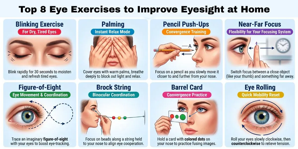 Eye exercises to improve eyesight at home