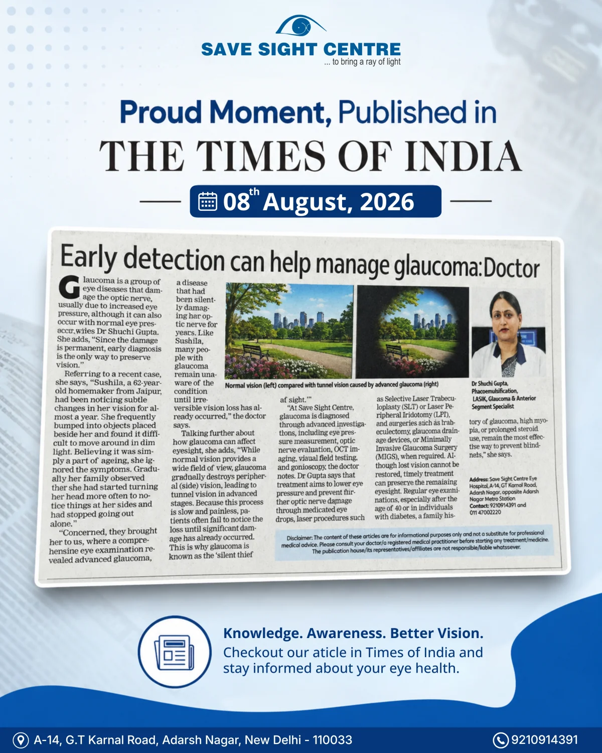 Early detection can help manage glaucoma: Doctor